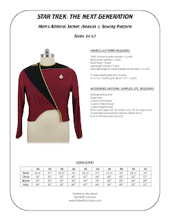 Men's TNG season 1 admiral jacket sewing pattern