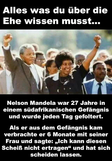 Nelson Mandela - lustiger Spruch über Ehe und Gefängnis Nelson Mandela - lustiger Spruch über Ehe und Gefängnis