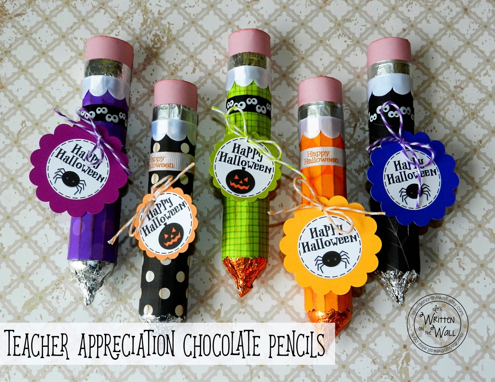Chocolate Halloween Pencils for Teacher Appreciation Gift-Rolo Candy-So Fun...