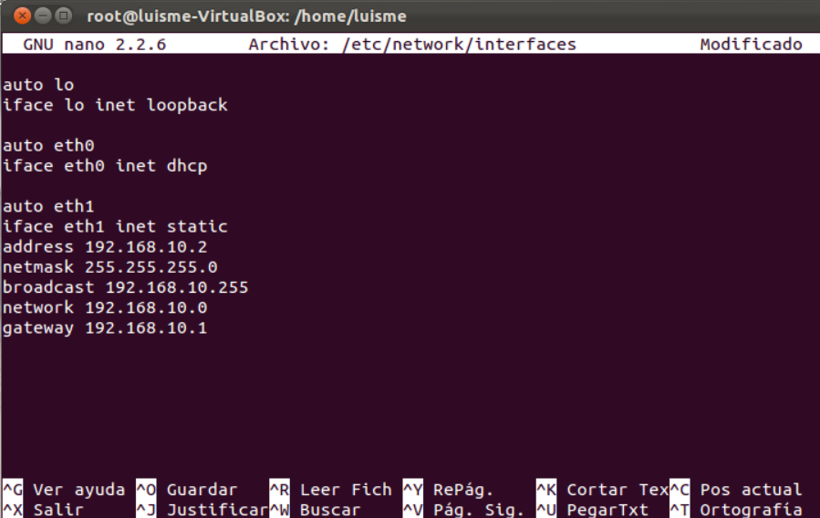 lala & luisme Como configurar las interfaces de red en Ubuntu