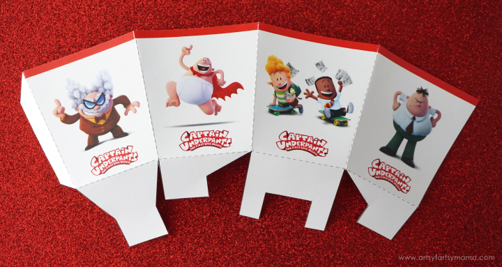 Captain Underpants Movie Night Ideas with Free Printable Popcorn Boxes