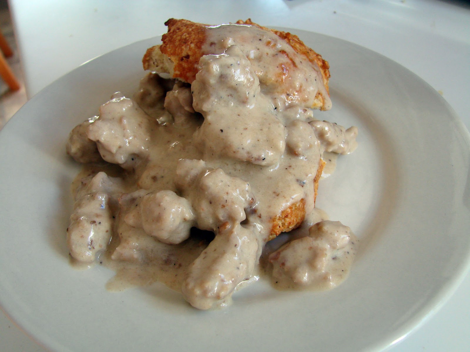 Mrs. Paleo Breakfast of Champions! Biscuits and gravy with salmon