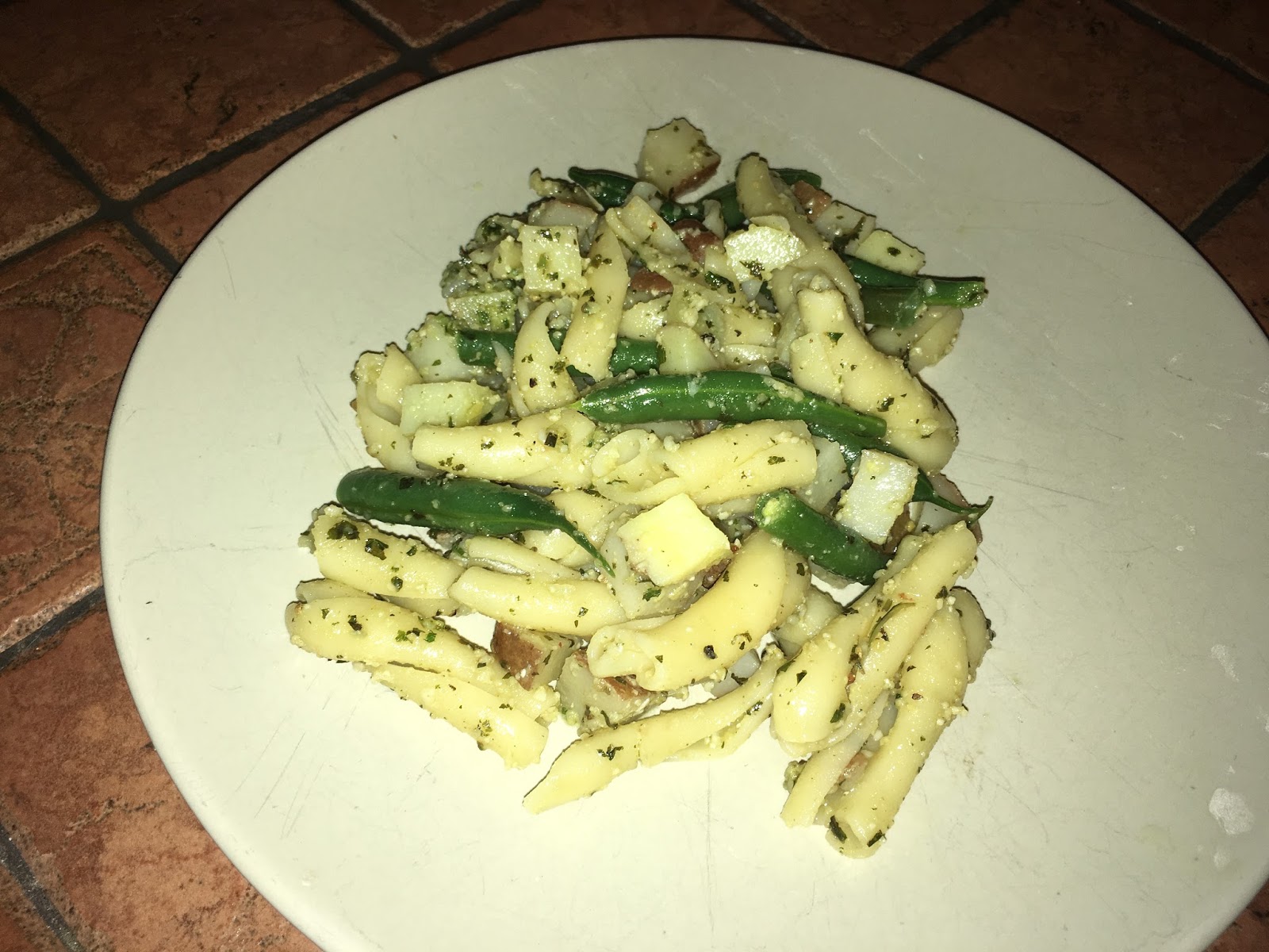 Aimee's Vegetarian Recipes Gemelli with Pesto, Potatoes, & Green Beans