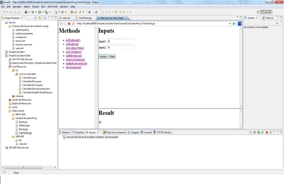 Java Hit Soap  Service Example Simple Calculator