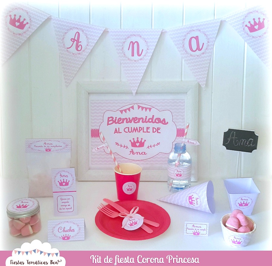 KIT FIESTA IMPRIMIBLE CORONA PRINCESA KIT FIESTA IMPRIMIBLE CORONA PRINCESA