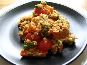 Miso Rice with Carrots, Peas and Grape Tomatoes