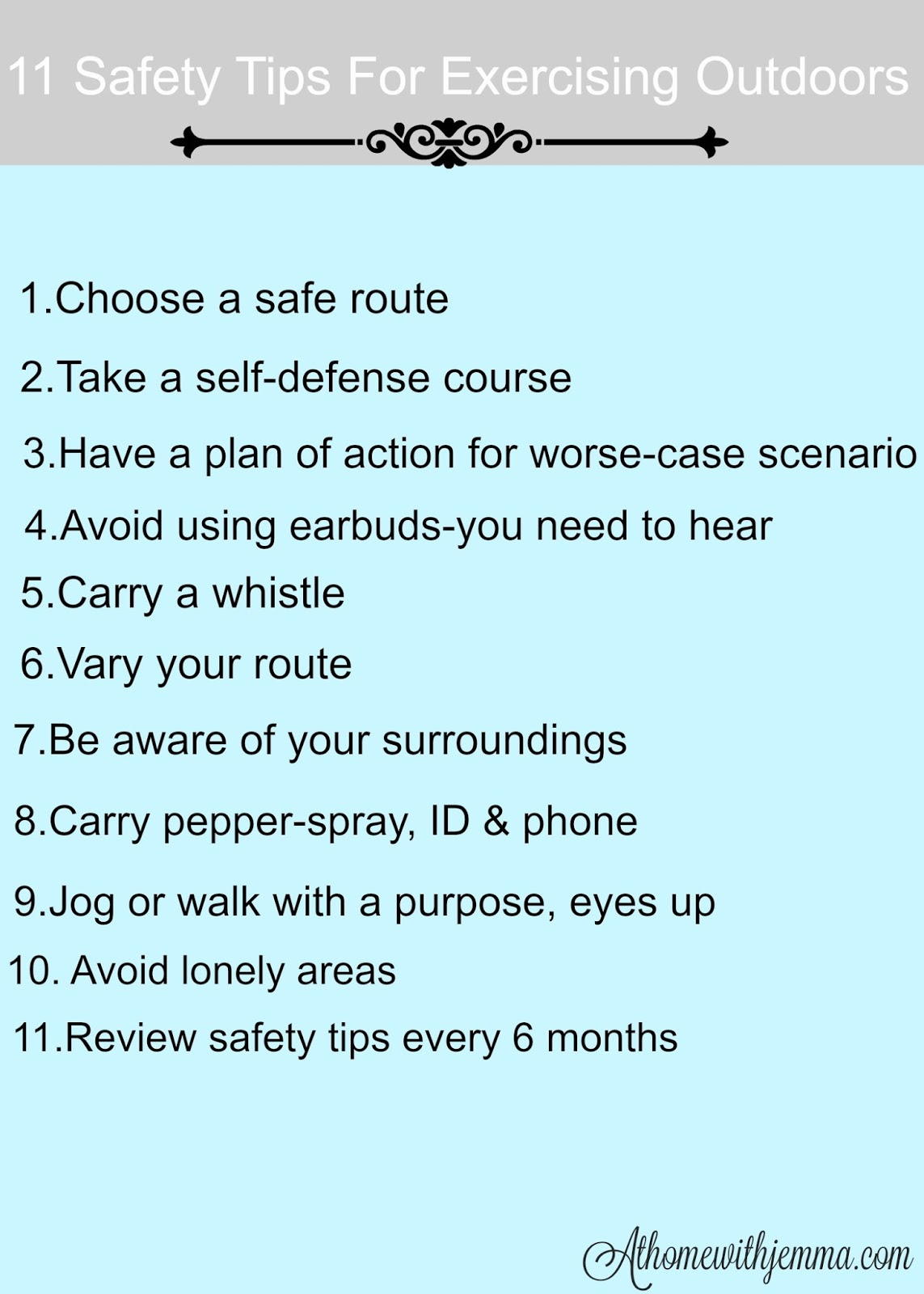 11 Safety Tips For Exercising Outdoors At Home with Jemma