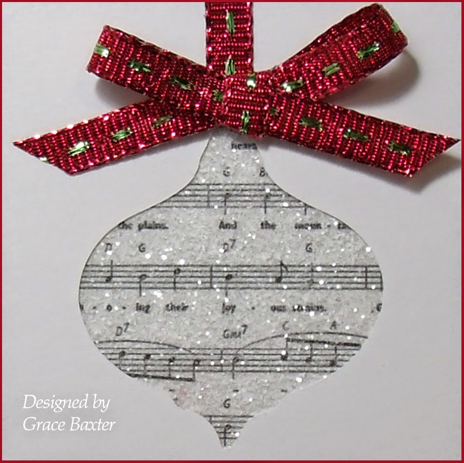 Musical ornament card, closeup