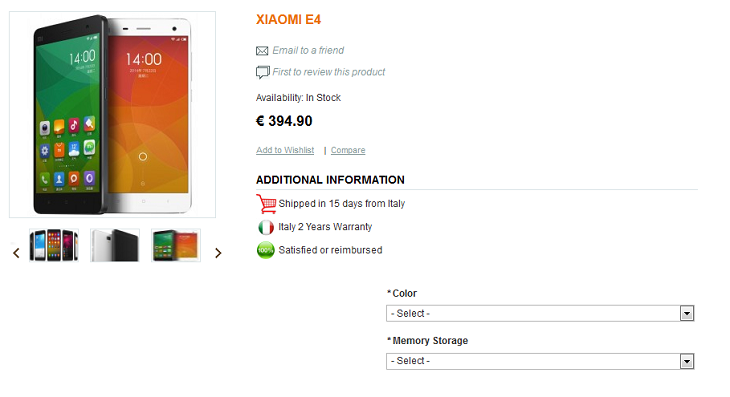 Xiaomi Mi4 Avrupa Ön Siparişi Başladı