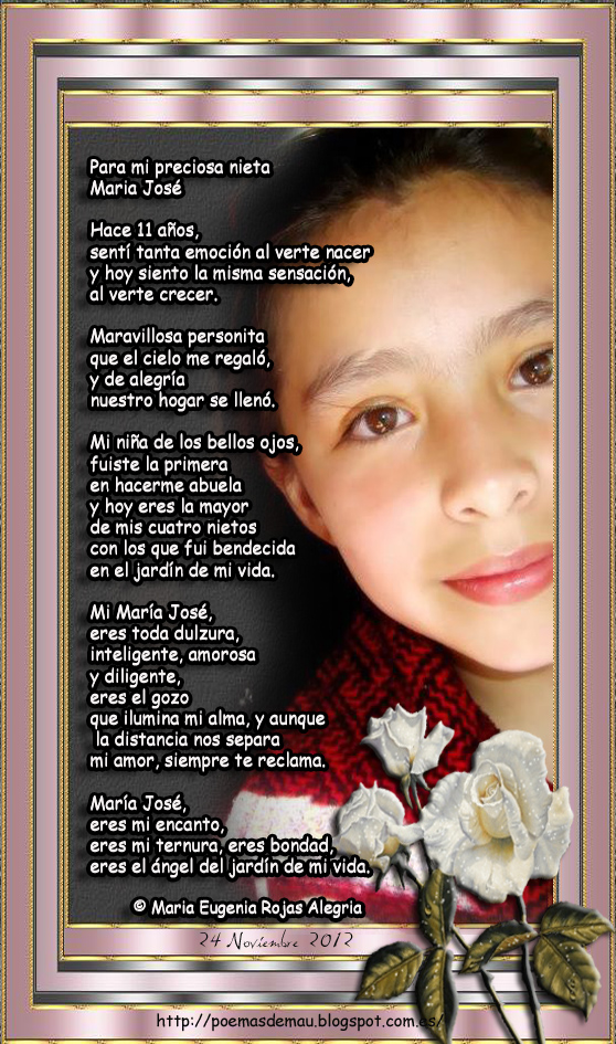 Poemas de Mau * Maria Eugenia Rojas Alegria: Poema para mi nieta Maria