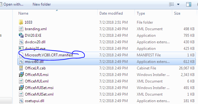 Mams System Problems And Solutions Setup Cannot Find The File Office En Us Microsoft Vc80 Crt Manifest