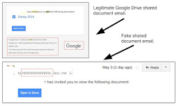 Real vs. fake Google Docs sharing notification