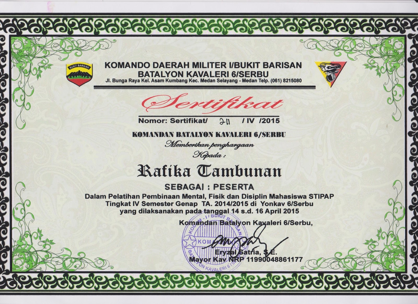 contoh sertifikat resmi contoh sertifikat