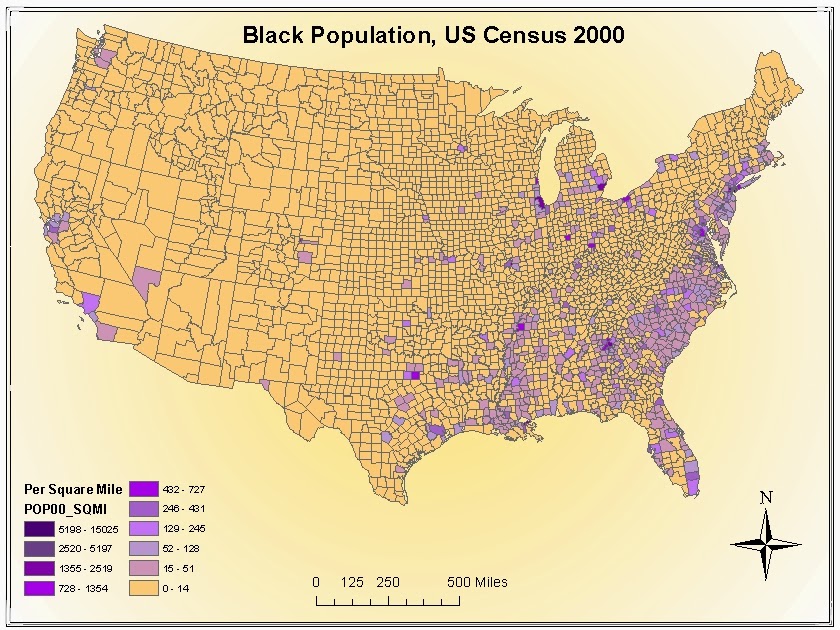 Maps African American Population with US Census Data