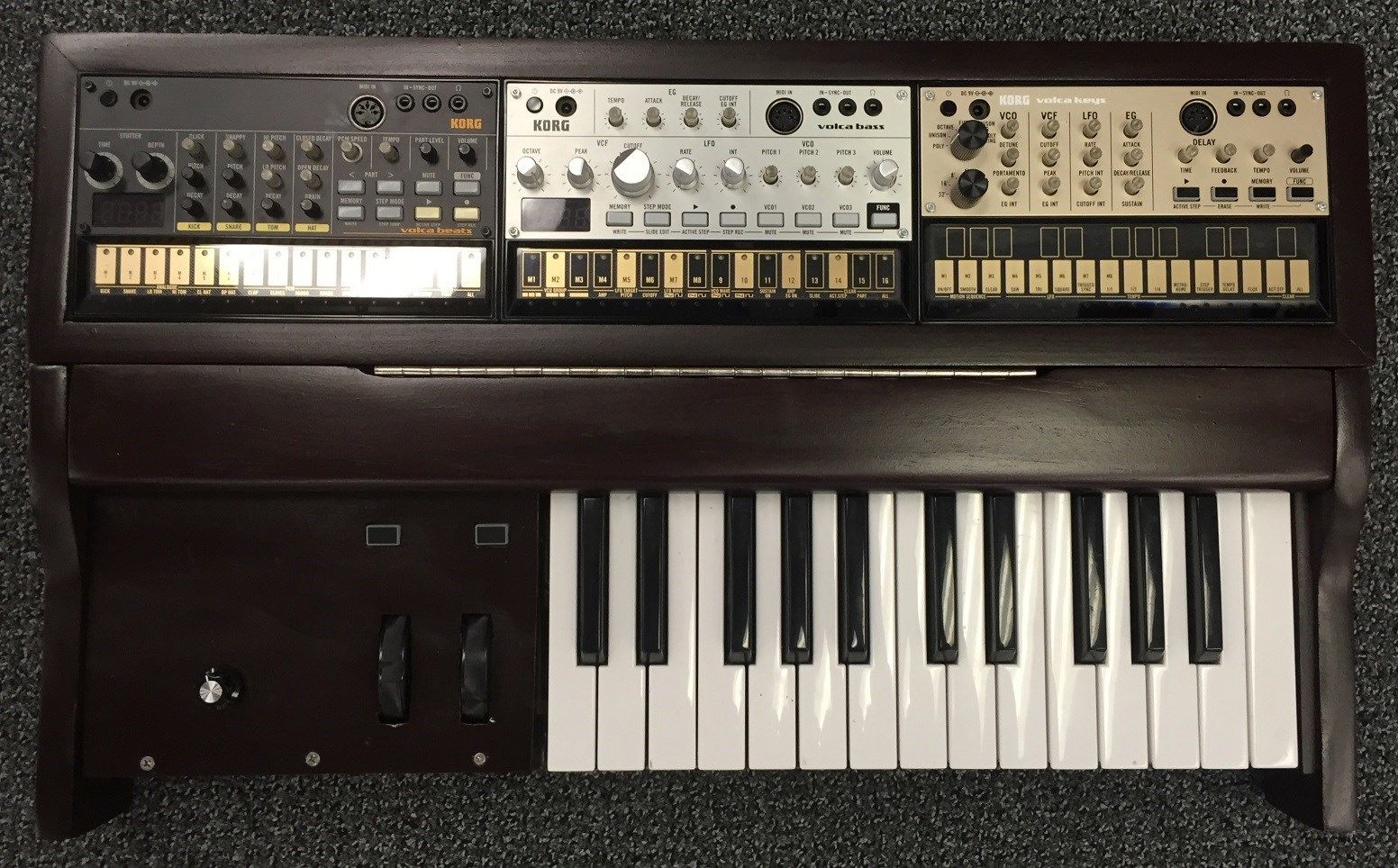 MATRIXSYNTH Volca Custom Wood Synth Enclosure w/ Midi Keyboard