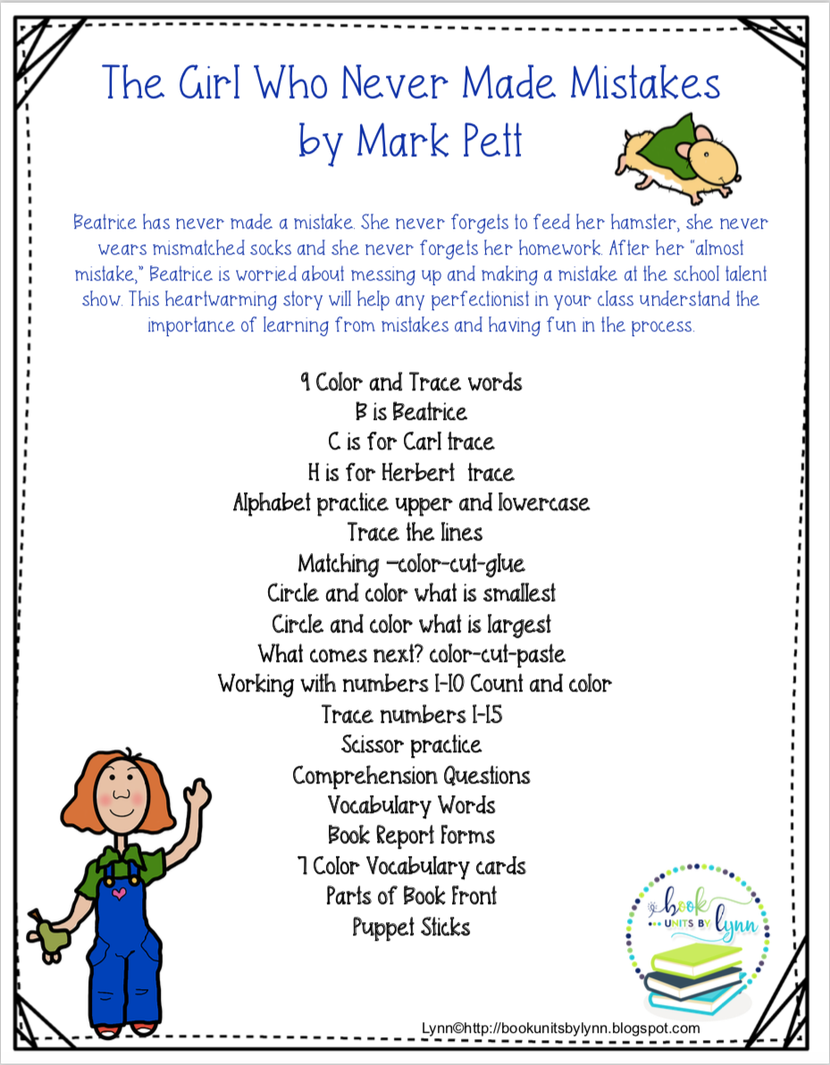 THE GIRL WHO NEVER MADE MISTAKES BOOK UNIT Book Units by Lynn