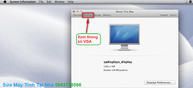 Xem cấu hình VGA Macbook