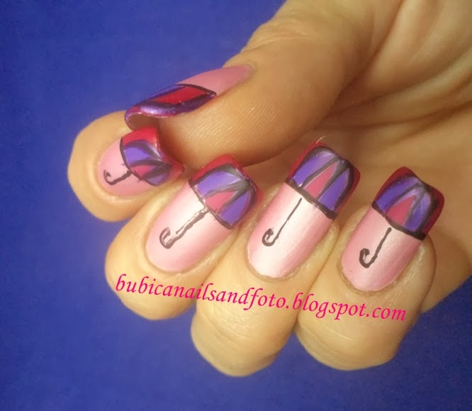 simple nails 633 umbrella nails , umbrella nail art , golden rose