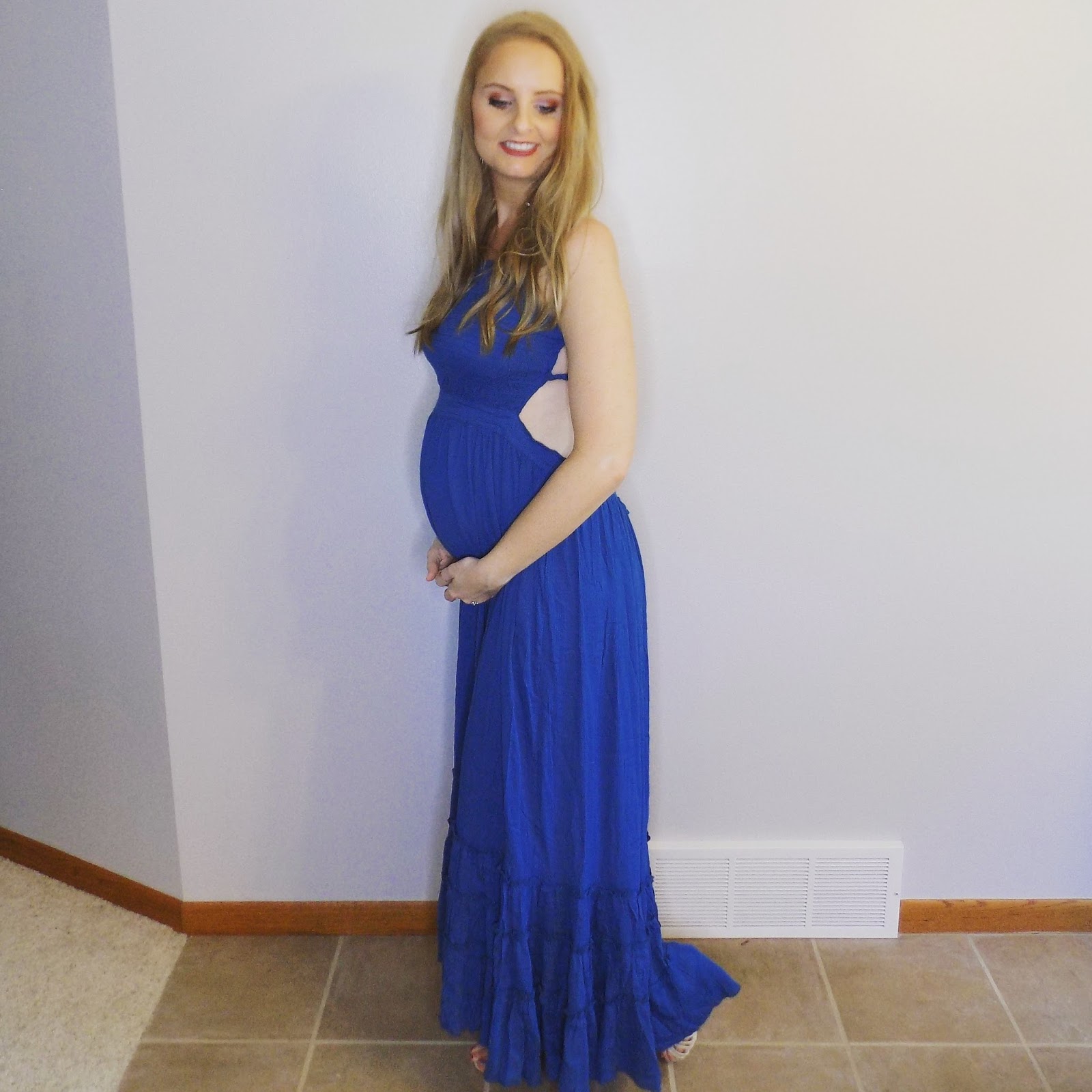 Nicolette's Closette Boho Maternity Style Backless Maxi Dress