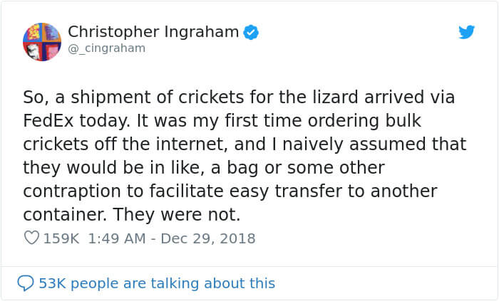 Man Accidentally Unleashed 250 Crickets In His House And The Internet Couldn't Stop Laughing Man Accidentally Unleashed 250 Crickets In His House And The Internet Couldn't Stop Laughing