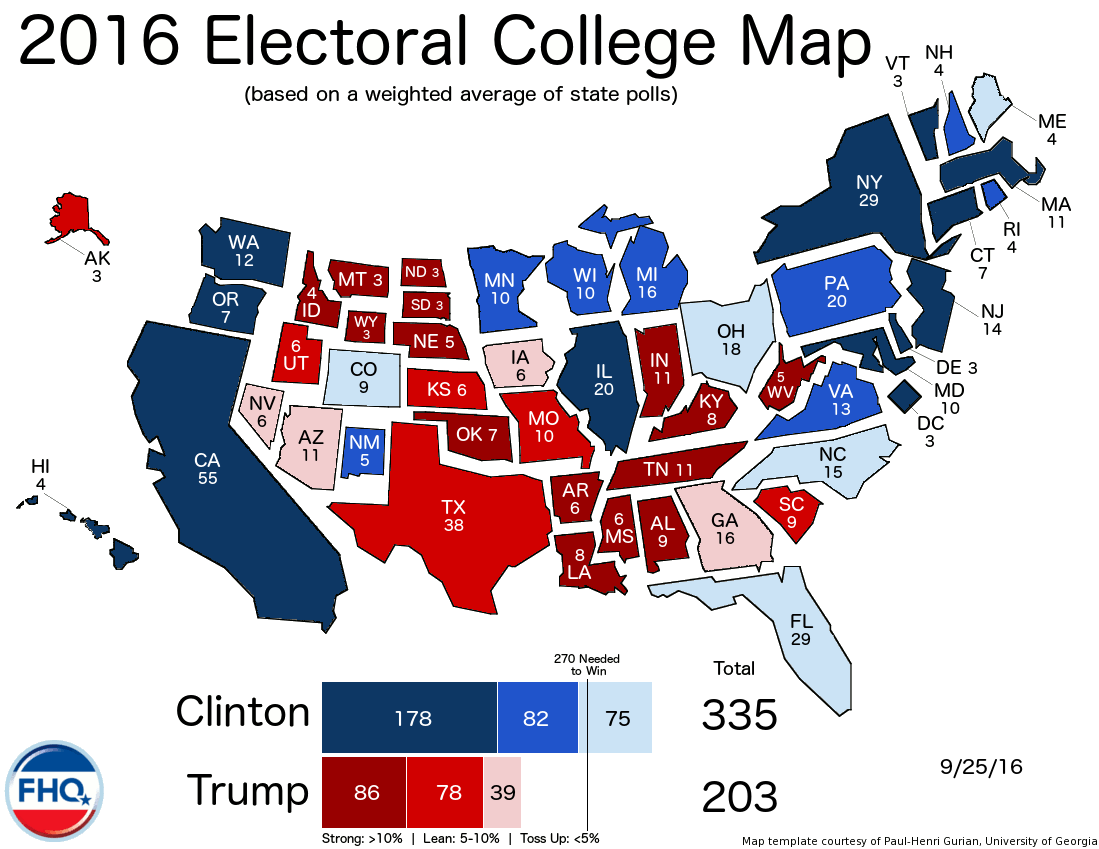 Frontloading HQ The Electoral College Map (9/25/16)