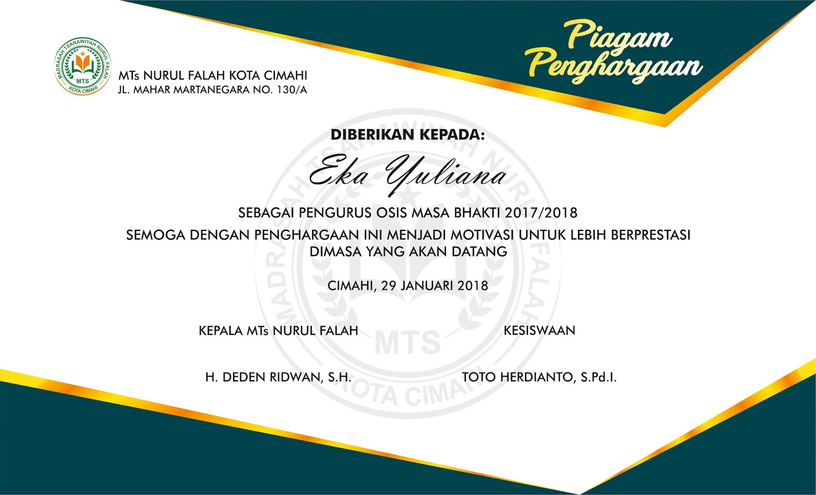 Desain Sertifikat Bantara Quotes Diary i