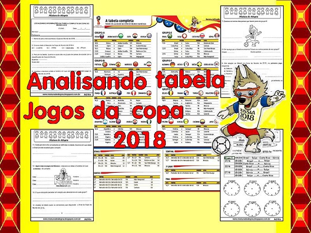 ANALISANDO A TABELA DOS JOGOS DA COPA MUNDIAL DE 2018