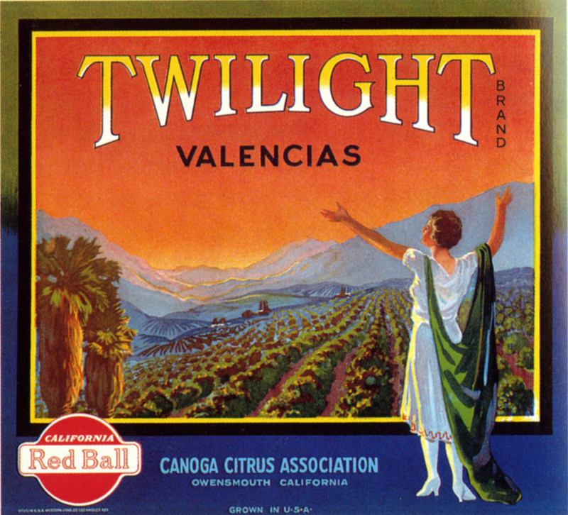 Owensmouth Canoga Park Twilight Orange Citrus Fruit Crate Label Art Print