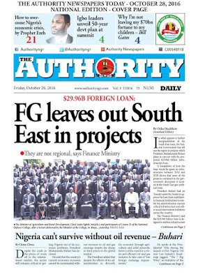 1 The Authority Newspapers Today October 28th, 2016