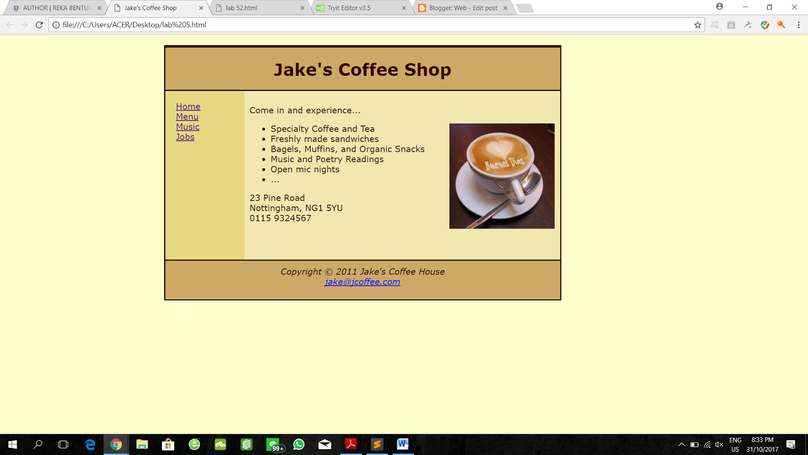 Lab 5 Jake's Coffee Shop