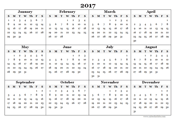 whole year calander