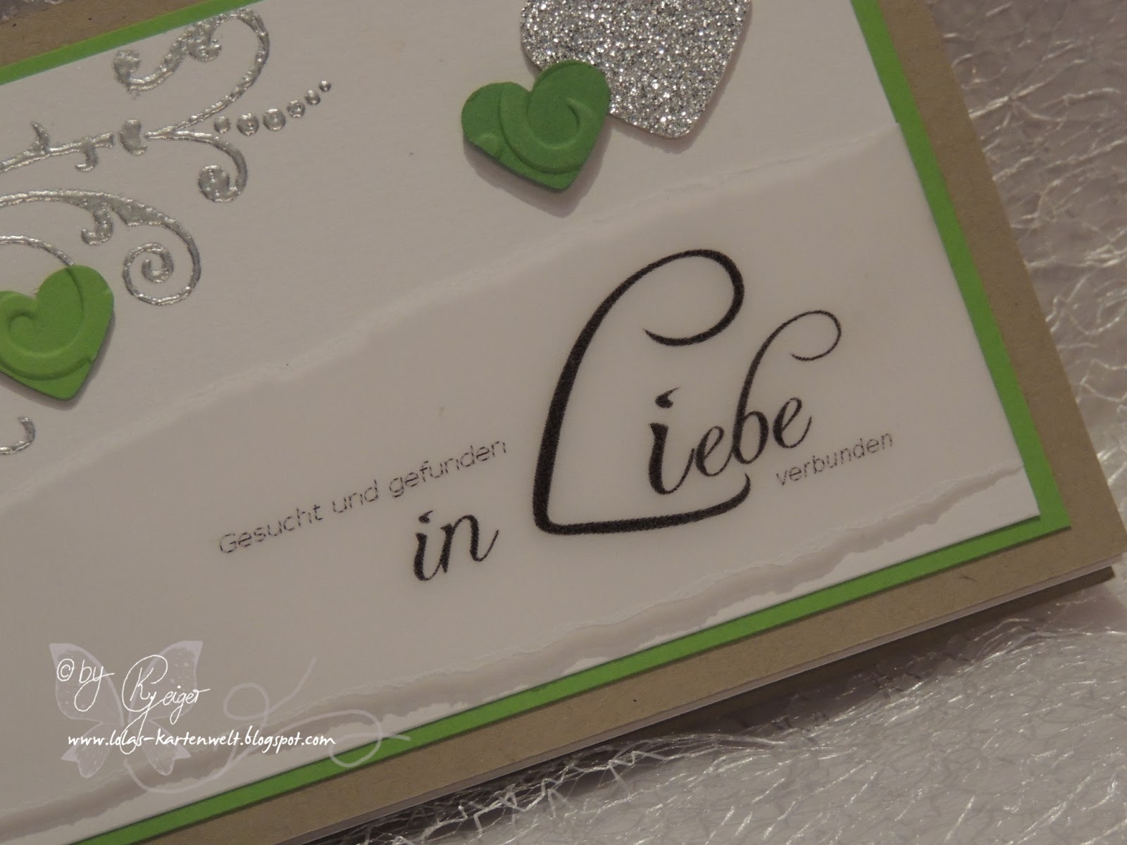 Lolas Kartenwelt Wieder eine längliche Hochzeitskarte diesmal in Grün
