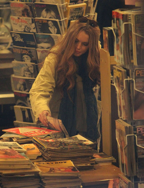 Lindsay Lohan looks for vintage Playboy magazinesin in  Brooklyn