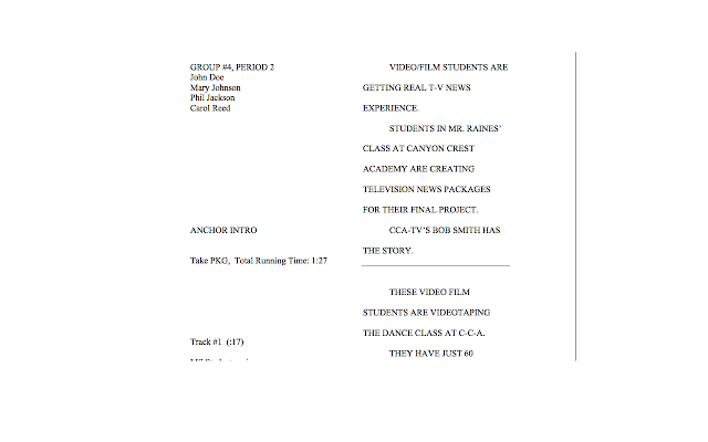 Modern London News: News package script research