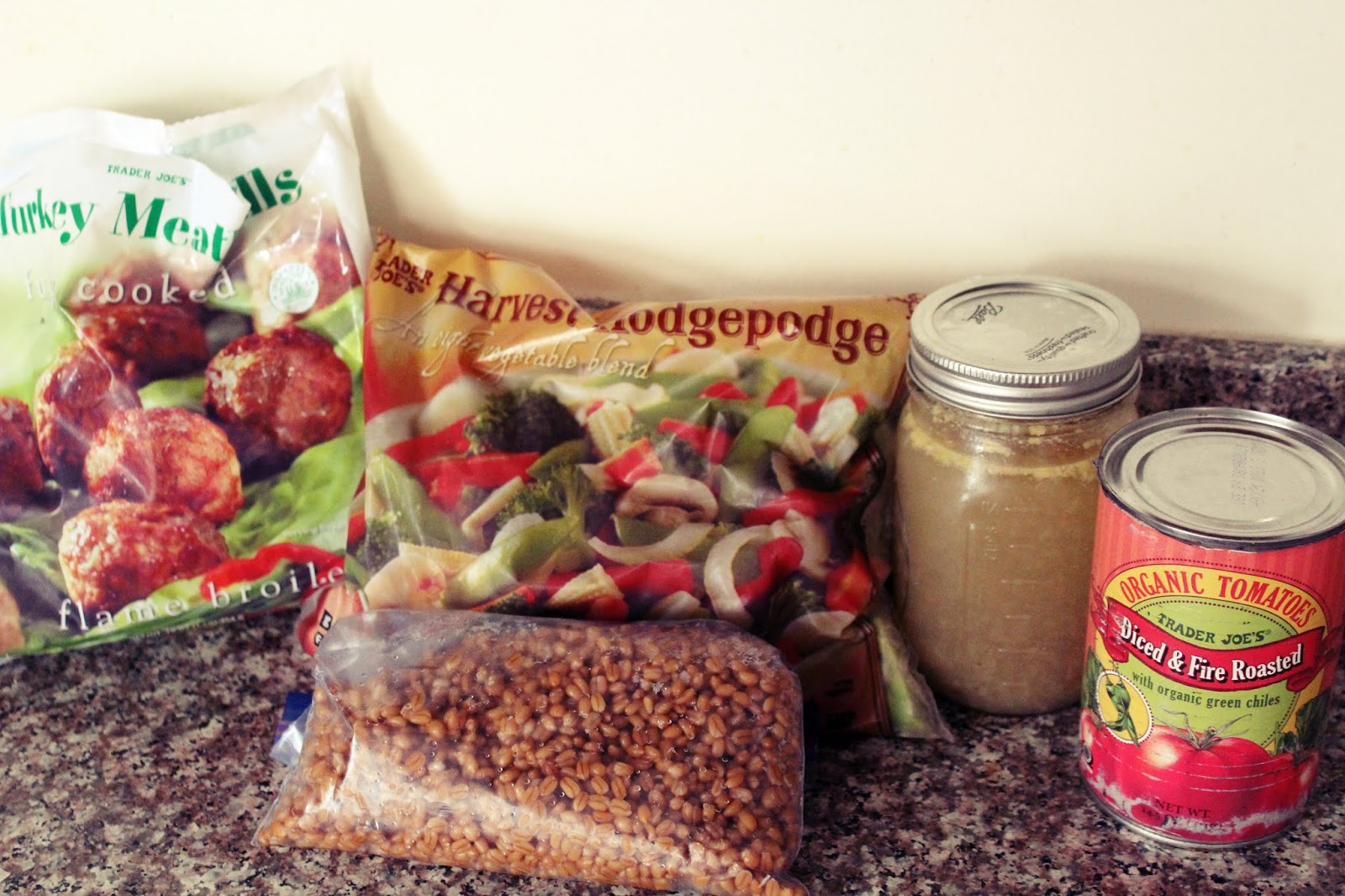 Ugly delicious (Trader Joe's veggie barley and meatball crock pot dump