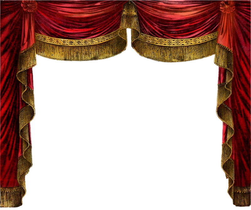 red curtains