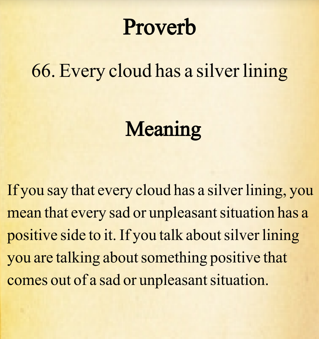 DIL KI DUNYA every cloud has a silver lining English, PROVERBS, with