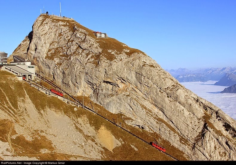 The World's Steepest Cogwheel Railway at Mount Pilatus The World's Steepest Cogwheel Railway at Mount Pilatus