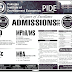 PIDE Admissions 2019 in PhD MPhil/MS MSc MBA Application Test Result Date