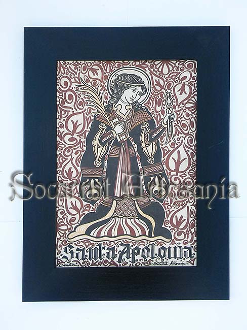 Socarrat Santa Apolonia. Matrona de los odóntologos Santa Apolonia es la matrona/patrón de los odóndologos dentistas. Camateu. Socarrat Artesanía