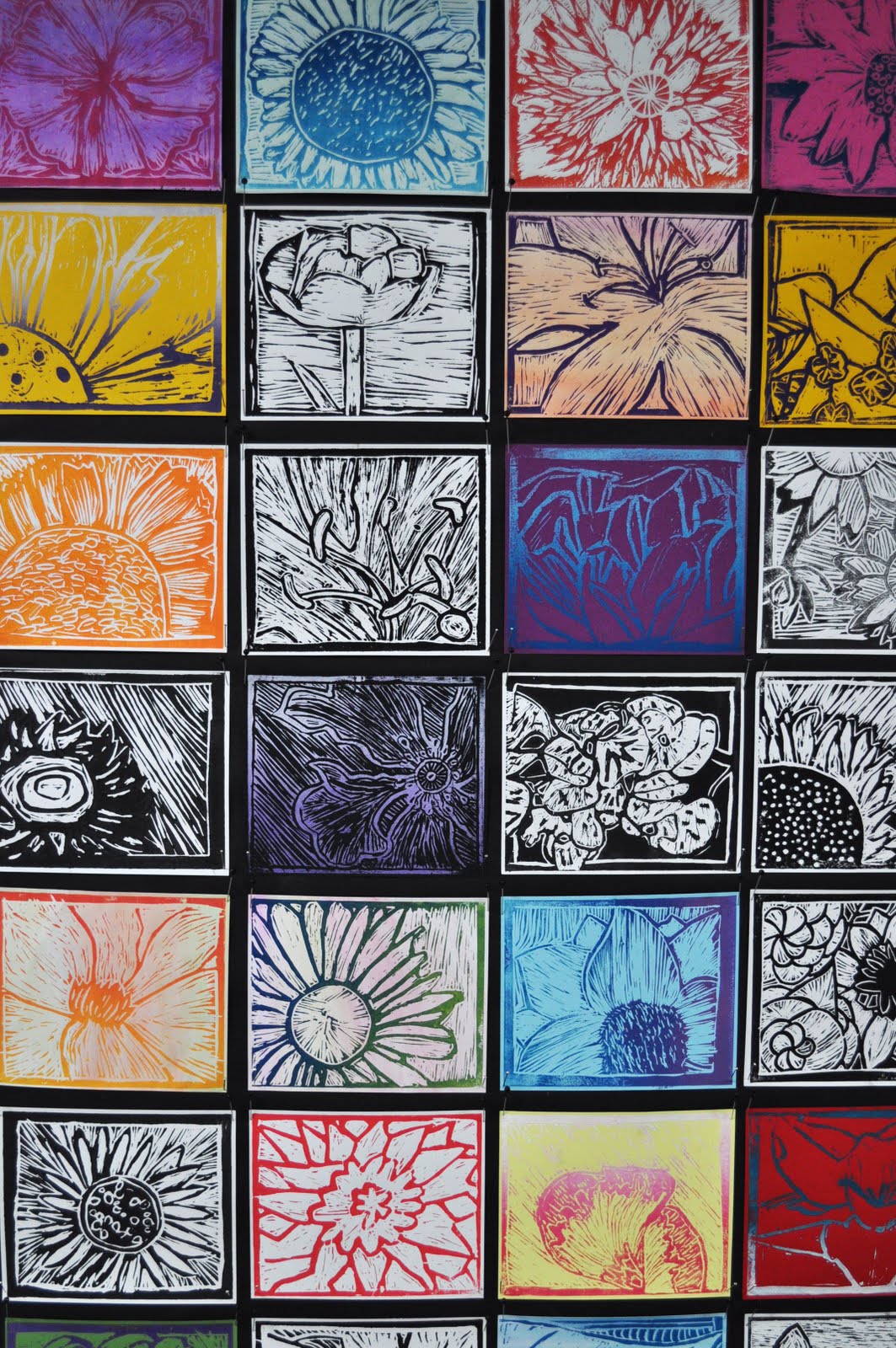 I teach art: Flower Lino Prints