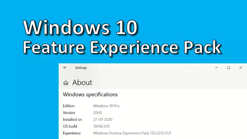 Windows feature experience Pack. Windows feature experience Pack 120.2212.4190.0. Windows web experience Pack. Experience Pack.