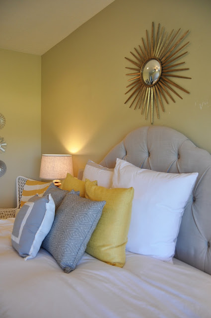 Master bedroom remodel after from www.jengallacher.com. #masterbedroom #bedroommakeover #bedroomremodel #yellowbedroom