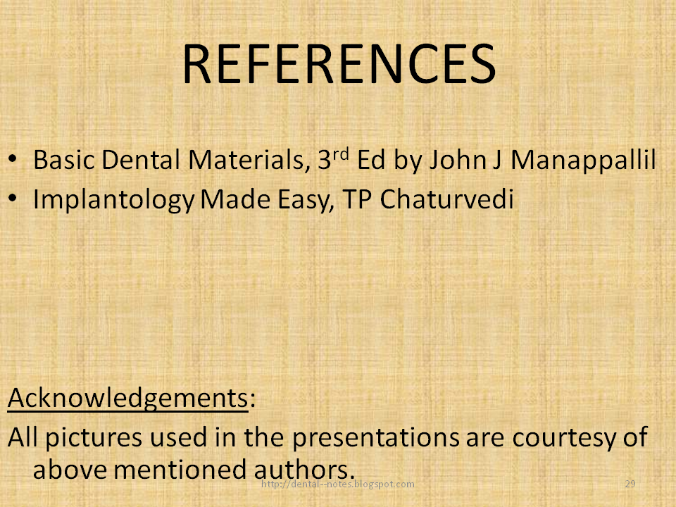 Dental Notes Dental Implant Materials NOTES (new)