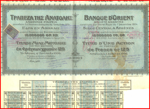 Η ΜΕΤΟΧΗ ΤΗΣ ΤΡΑΠΕΖΑΣ ΤΗΣ ΑΝΑΤΟΛΗΣ  -- Το Ιστορικό και πόσο μπορεί να αξίζει σήμερα 1 μετοχή της τραπέζης της Ανατολής  