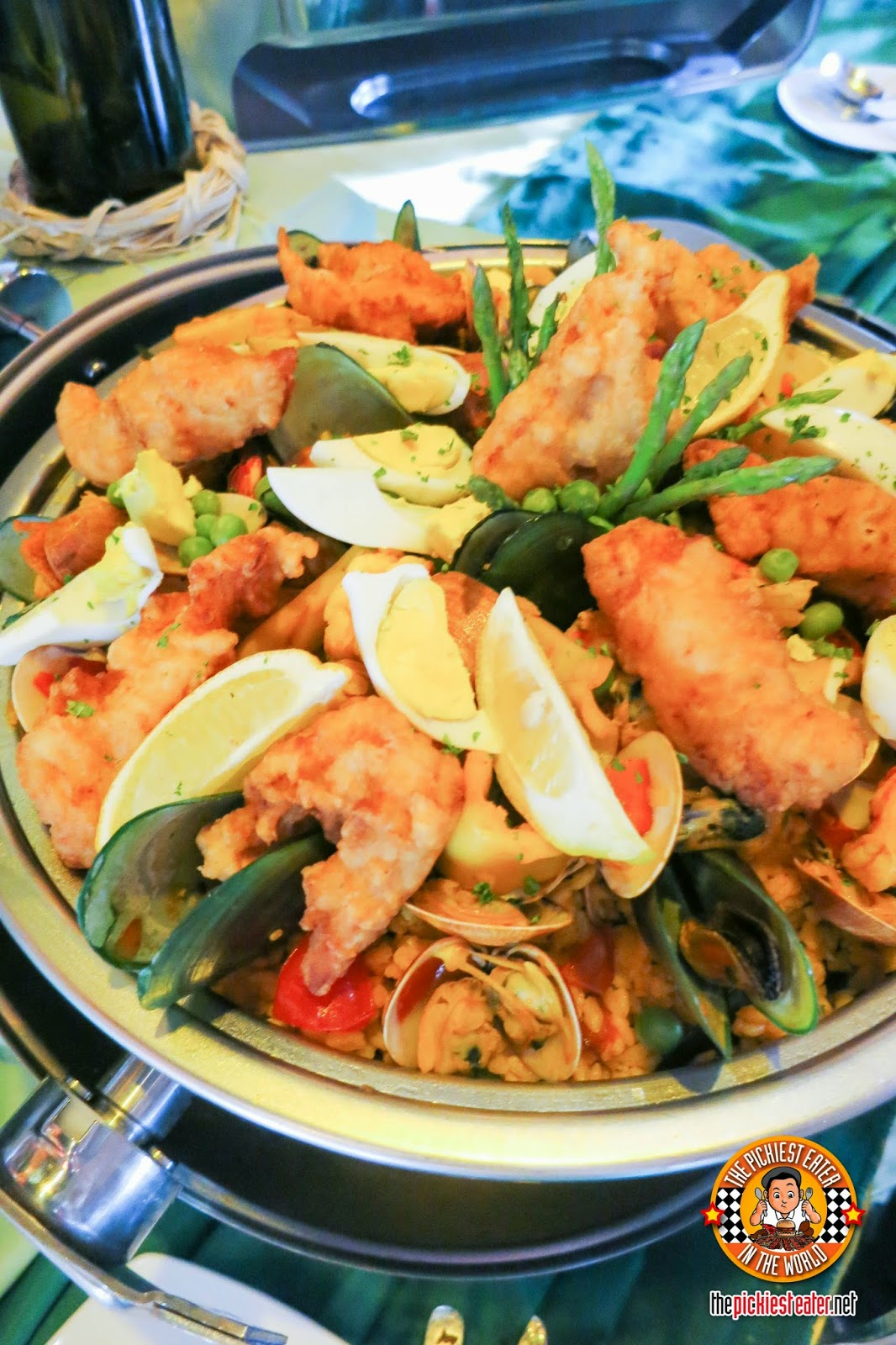 corn rice seafood paella