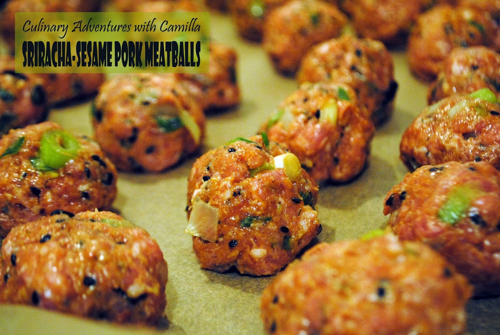 Featured Recipe | Sriracha Sesame Pork Meatballs from Culinary Adventures with Camilla #SecretRecipeClub #recipe