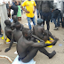 PHOTOS: PARTIALLY NAKED ABUJA INDIGENCES STAGE PROTEST OVER PERCEIVED MARGINALIZATION BY FG