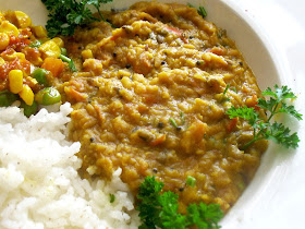 red lentil mung dal curry