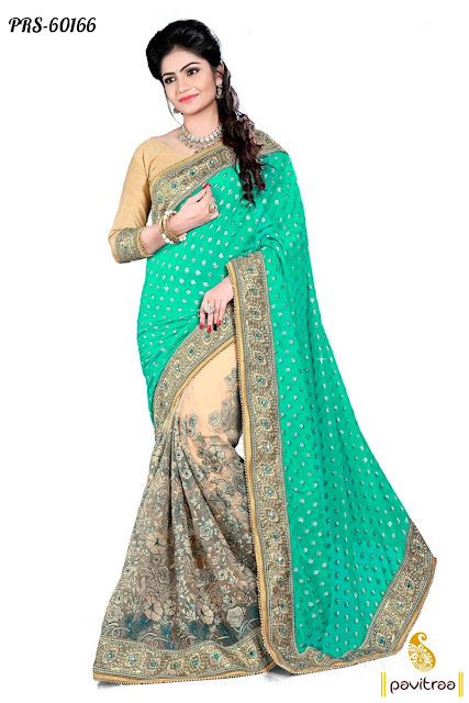 Wedding Season Special Heavy Party Wear Beige Silk Bridal Designer Sarees Online Shopping with Discount Offer Prices